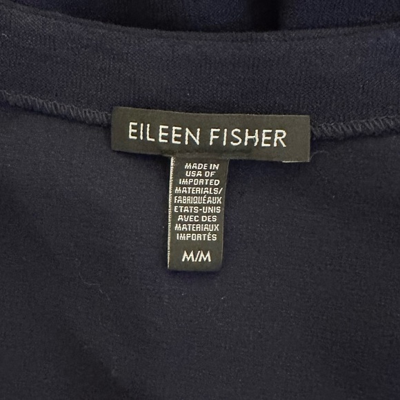 EILEEN FISHER Washable Stretch Crepe Deep V-Neck Dress in Midnight - Picture 11 of 13